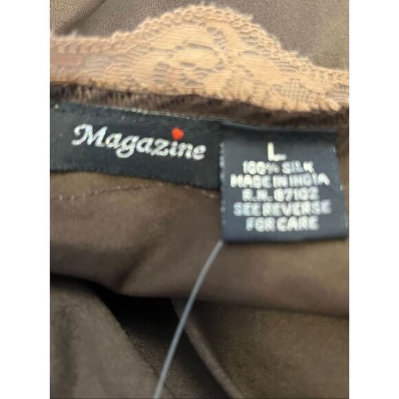 Brand New Magazine Women's Large Brown 100% Silk Embroidered BOHO Cami Camisole - Picture 4 of 8